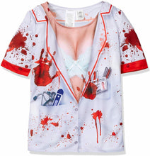 Cargar imagen en el visor de la galería, DISFRAZ CAMISETA ENFERMERA MUERTA MUJER ADULTO