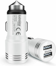 Cargar imagen en el visor de la galería, Cargador de Coche 2 Doble USB 2.4A 12-24W c/ Martillo Cristal Adaptador de Carga