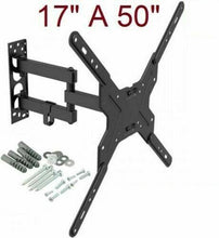 Cargar imagen en el visor de la galería, Soporte de pared para tv lcd led 4k smart 3D monitor Giratorio 17" A 50" Inclina