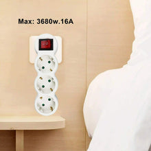 Cargar imagen en el visor de la galería, Adaptador plano con interruptor y tres enchufes schuko. 16A/250V~ MAx.3680W