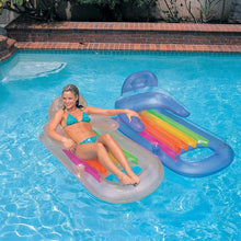Cargar imagen en el visor de la galería, Sillón Colchón Hinchable colchonta tumbona piscina con respaldo y posa brazos