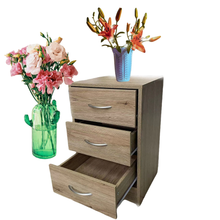 Cargar imagen en el visor de la galería, Mueble Mesita de Noche Armario de 3 cajones CÓMODA MDF 40 mm Habitacion dormitorio 38x34x60 cm