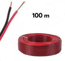Cargar imagen en el visor de la galería, Cable de audio para altavoces 100 m metros 0.75mm 2.6x5.2 mm BOBINA ROJO Y NEGRO
