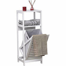 Cargar imagen en el visor de la galería, Mueble de Baño Armario con Cesto Extraíble Para Ropas Sucias, 2 Estantes para Toallas, Mueble con cesto, Mueble de Lavabo