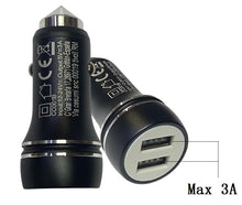 Cargar imagen en el visor de la galería, Cargador de Coche 2 USB 2.4/3A 12-24V c/ Martillo Cristal Adaptador de Carga