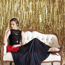 Cargar imagen en el visor de la galería, Cortina de flecos metalizada decorativa cumpleaños fiesta Plateado y Dorado