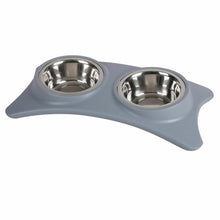 Cargar imagen en el visor de la galería, Comedero de 2 cuencos acero innoxidable extraíble para mascota perro gato