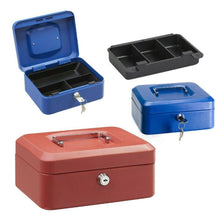 Cargar imagen en el visor de la galería, Caja fuerte metalica portatil caudales gigante Rojo y azul depositar dinero