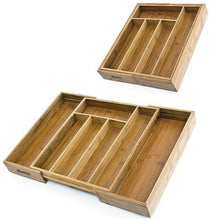 Cargar imagen en el visor de la galería, Organizador Cubiertos, Cubertero Bambú, Portacubiertos Extensible 26-37x34xh5 Cm
