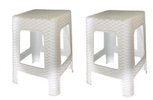 Cargar imagen en el visor de la galería, 2 X Taburetes Sillas de plástico Estilo Rattan vario colores, Asiento Cuadrado