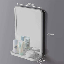 Cargar imagen en el visor de la galería, Espejo Cristal Marco PVC 30x20x9CM Con Ventosa y Adhesivo fuerte, con estante, gancho adhesivo de instalación