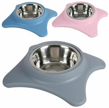 Cargar imagen en el visor de la galería, 2 Comederos para perros gatos mascotas color pastel bandeja acero inoxidable