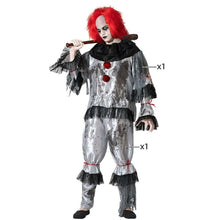 Cargar imagen en el visor de la galería, Disfraz Payaso Macabro Gris Hombre Adulto para Halloween Carnaval Teatro