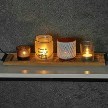 Cargar imagen en el visor de la galería, Set de 4 portavelas vidrio para candelas velas, bandeja de exhibición de mader