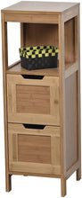 Cargar imagen en el visor de la galería, TENDANCE Mahe Mueble Columna de Baño Armario Cajonera Bambú 2 Cajones DM Plus 1 Estante