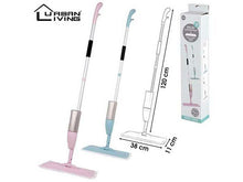 Cargar imagen en el visor de la galería, Escoba mopa + spray, rosa y azul color, limpieza hogar suelo microfibra 120 cm