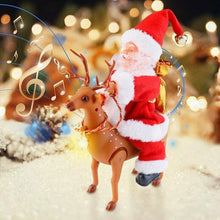 Cargar imagen en el visor de la galería, Santa Claus Papá Noel en reno con músuca movimiento y luz figura Navidad belen