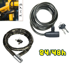 Cargar imagen en el visor de la galería, Candado de moto bici bicicleta Blindado Llave Tubular cadena antirrobo 2 llaves
