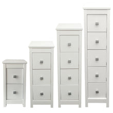 Cargar imagen en el visor de la galería, Mueble Auxiliar Cajonera Estrecho de Madera de Pino Natural Color Blanco Para Baño Dormitorio