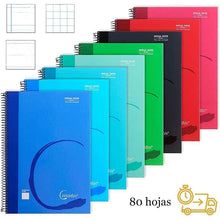 Cargar imagen en el visor de la galería, Cuaderno libreta A4 Cervantes espiral forrado tapa extradura 80 hojas 90 g