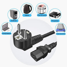 Cargar imagen en el visor de la galería, Cable de Alimentación 1.5M, 3 Pines, Enchufe Europeo, Negro para Monitor, Televisión, Proyector, PC, 3 * 0.75mm²