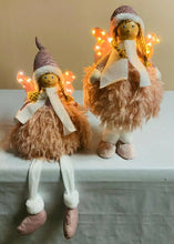 Cargar imagen en el visor de la galería, Figura de Ángel Rosa con Alas Iluminacion 14 Luces de LED para Decoracion de Navidad