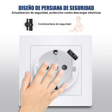 Cargar imagen en el visor de la galería, Base de Enchufe Empotrado de Pared Schuko con Puerto USB con Obturador Seguridad