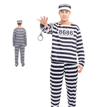 Cargar imagen en el visor de la galería, Disfraz Presidiario a Rayas Adulto Unisex Fiesta de Carnaval Halloween Teatro