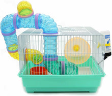 Cargar imagen en el visor de la galería, Jaula Hámster Chalé con Rueda y Túnel Especial Color envia al Azar 34.5x28x24 cm
