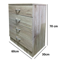 Cargar imagen en el visor de la galería, Mueble Nesita de Noche Cajonera Armario de 4 cajones de MDF 40 mm Habitacion Dormitorio L60xP30xH70 cm