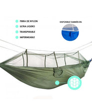 Cargar imagen en el visor de la galería, Hamaca colgante con mosquitera para protegerte de los insectos al aire libre 260 x 140 cm