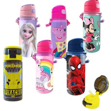 Cargar imagen en el visor de la galería, Botella cantimplora aluminio infantil 600 ml escolar niños peppa pig mickey