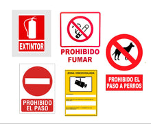 Cargar imagen en el visor de la galería, Señal cartel placa de pvc prohibiciones restricciones prohibido el paso perro