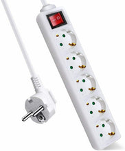 Cargar imagen en el visor de la galería, Regleta alargador enchufes e interruptor de 1.5/3/5 metros con 2/3/4/5/6 Enchufes