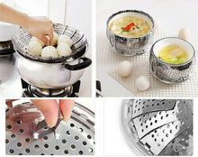 Cargar imagen en el visor de la galería, Cesta Vaporera coccion inox Plegable de Acero Inoxidable,Steamer agujeros 26 cm