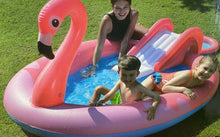 Cargar imagen en el visor de la galería, Jilong - PISCINA Hinchable FLAMENCO CON JUEGO Centros de Actividades para Infantil Niños bebés 240x150x95 cm