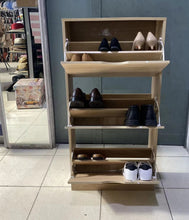 Cargar imagen en el visor de la galería, Mueble Armario de Zapateros Madera 3 Cajones Roble para 18 Pares Zapatos