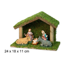 Cargar imagen en el visor de la galería, Nacimiento 5 Pcs Pesebre Madera 24x18x11 Belen Navidad Establo