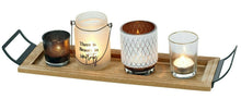Cargar imagen en el visor de la galería, Set de 4 portavelas vidrio para candelas velas, bandeja de exhibición de mader