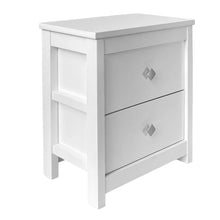 Cargar imagen en el visor de la galería, Mueble Auxiliar Cajonera Ancha de Madera de Pino Natural Color Blanco Nieve, Mesillas de noche,