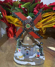 Cargar imagen en el visor de la galería, Escena Molino Navideño con Luces LED, Música y Movimiento | Decoración Navidad 30,5 cm – Funciona con Pilas