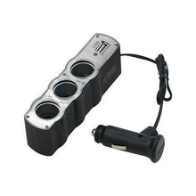 Cargar imagen en el visor de la galería, Encendedor de cigarrillos de coche 3 vías + USB cargador adaptador DC 12V-24 V