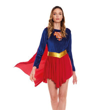Cargar imagen en el visor de la galería, Disfraz Superhéroe Heroína Super Girl Mujer Adulto Para Fiesta Carnaval Teatro
