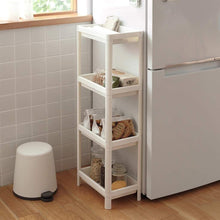 Cargar imagen en el visor de la galería, Mueble de Baño Estantería plástico de almacenamiento 4 niveles con gancho 35,5 x 23 x 100 cm