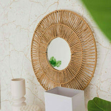 Cargar imagen en el visor de la galería, Esoejo Redondo Caren Rafia Natural 50CM Decoracion Para Entrada Casa Dormitorio