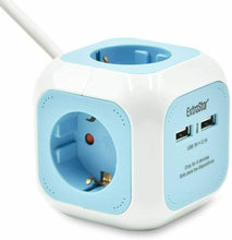 Cargar imagen en el visor de la galería, 6 en 1 Cubo Regleta Enchufe con USB de 4 Enchufes + 2 Puertos USB 5V, 1.5M, MAX 3680W, 16A, Blanco, para Hogar Oficina