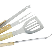 Cargar imagen en el visor de la galería, Juego barbacoa 3 utensilios de cocina kit de tenedor, pinza y espátula de acero