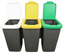 Cargar imagen en el visor de la galería, Tontarelli Set 3 PAPELERAS DE Reciclaje 77x32x47,5 cm, Triple, 75 litros