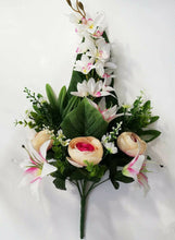 Cargar imagen en el visor de la galería, Ramo de Flores Lilium Artificiales Cementerio Mesa Decoración Boda 14 tenedores