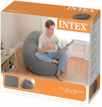 Cargar imagen en el visor de la galería, Intex 68579NP - Sillón hinchable beanless con vinilo resistente al agua y acabado aterciopelado suave al tacto 107 x 104 x 69 cm gris